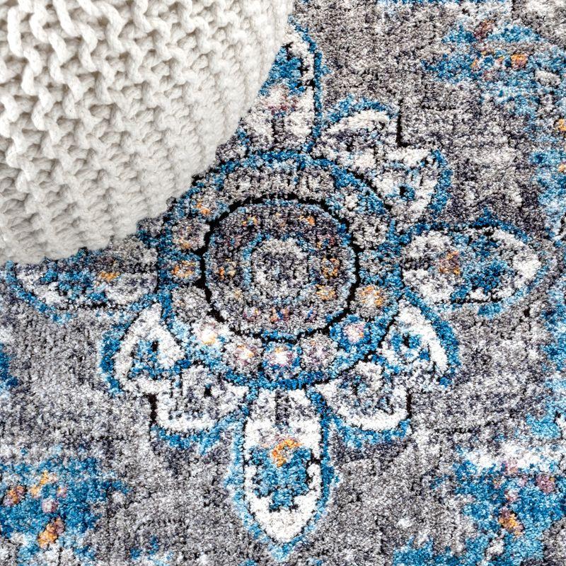 8'x10' Anatolia Vintage Medallion Area Rug, Peacock Blue/Gray - JONATHAN Y