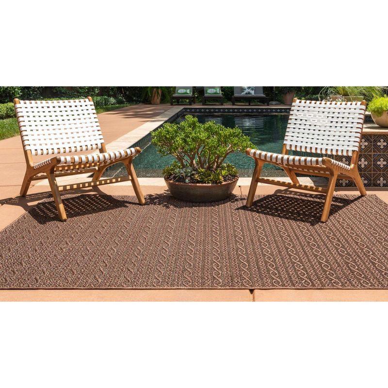 Unique Loom 8' 0 x 11' 4 Brown Outdoor Modern Links Area Rug