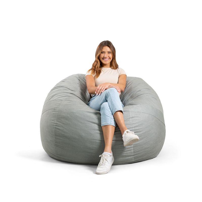 Big Joe Large 4 Foot Foam Filled Bean Bag Chair with Soft Removeable Cover