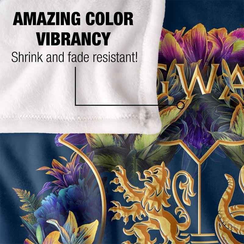 Harry Potter Hogwarts Multi-Colored Floral Crest Officially Licensed Silky Touch Super Soft Throw Blanket 50" x 60"