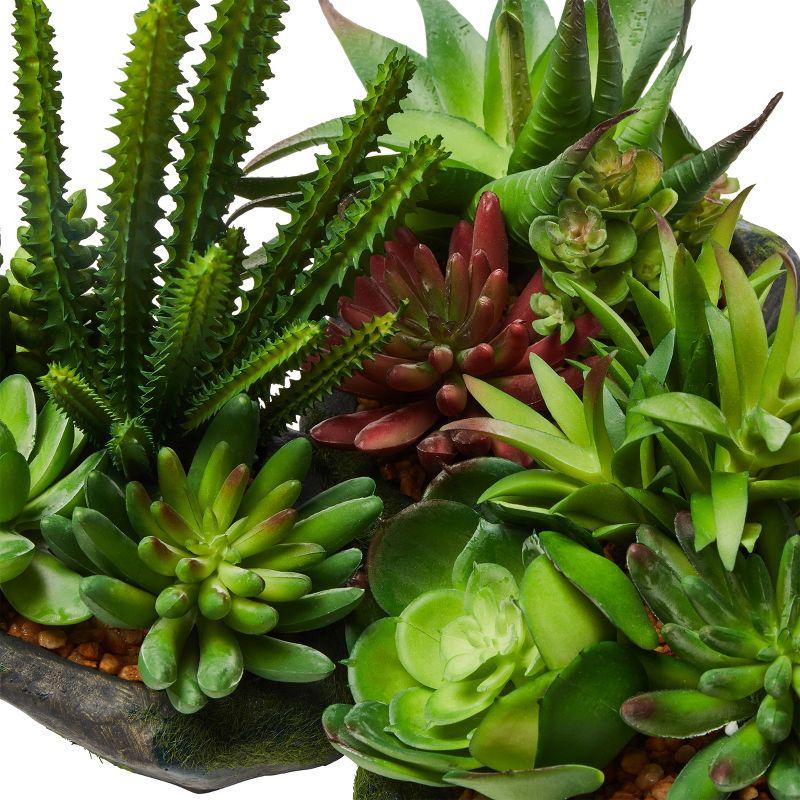 Artificial Succulent Plants - 3-Piece Arrangement Set in Faux Stone Pots and Assorted Sizes - Lifelike Greenery for Home Decoration by Pure Garden