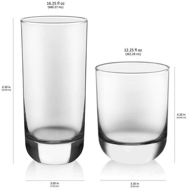 Libbey Polaris 16 Piece Tumbler and Rocks Glass Set, Clear