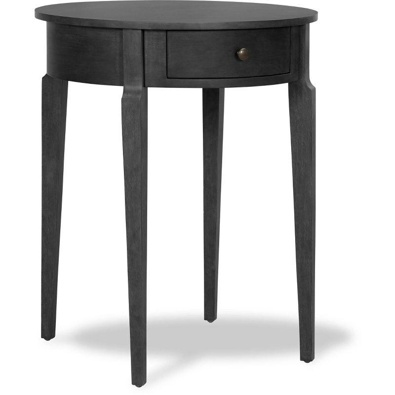 Elegant Charcoal Round Side Table with Storage Drawer