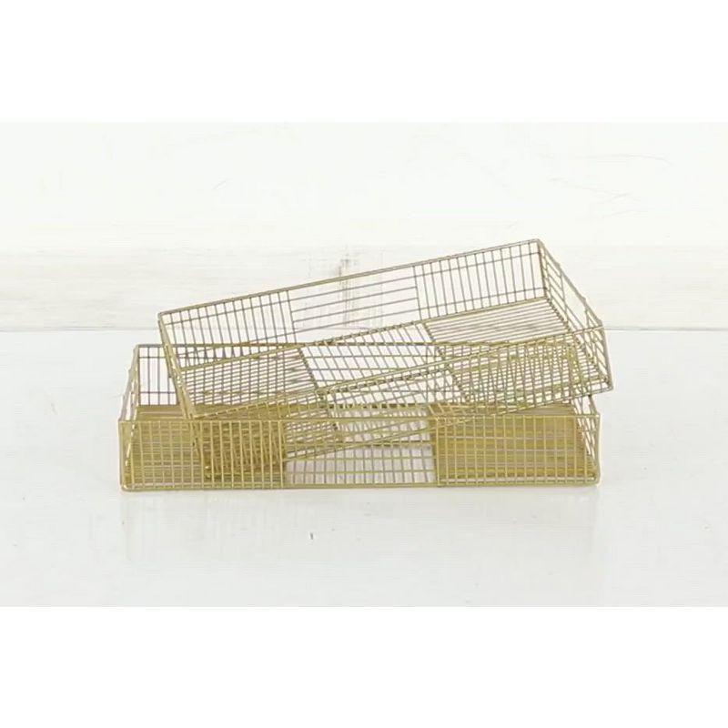 Set of 2 Metal Wire Tray Gold – CosmoLiving by Cosmopolitan: Iron Decorative Platters for Indoor Use, Not Food Safe