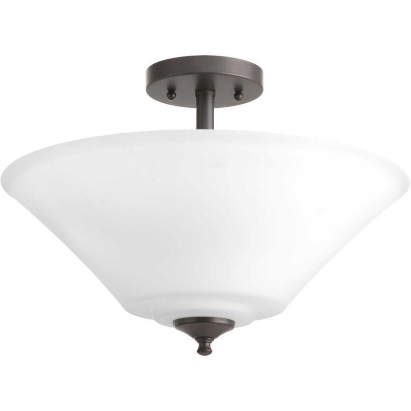 Progress Lighting Joy Collection 3-Light Semi-Flush Fixture, Brushed Nickel, White Etched Glass Shade