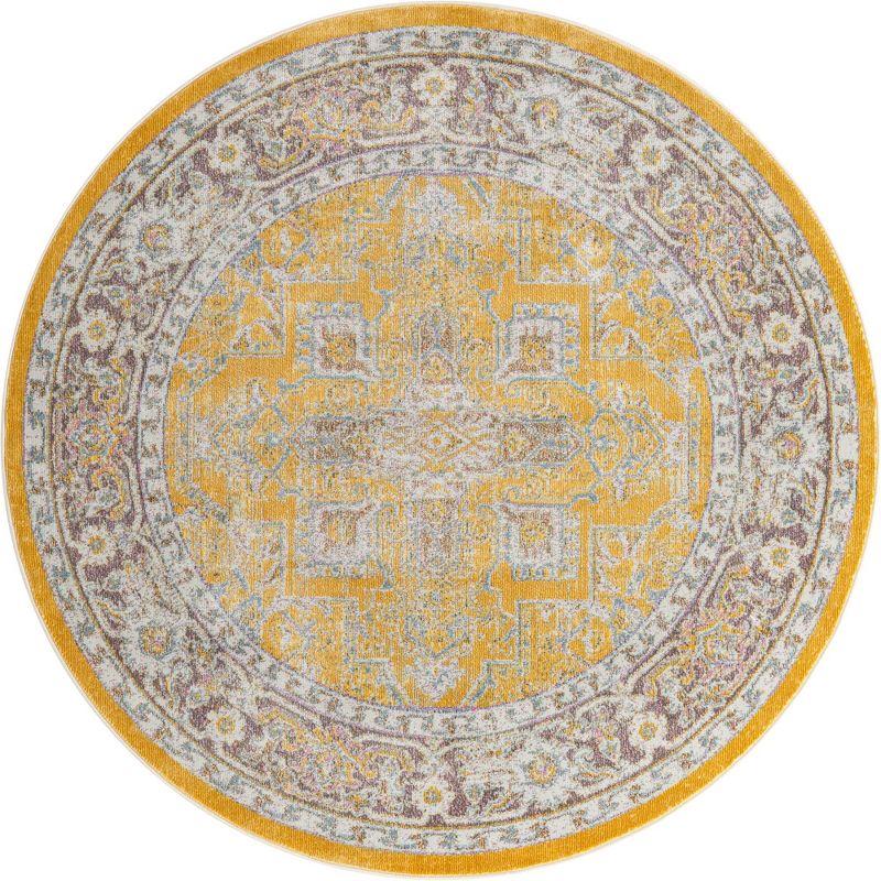 Unique Loom Baracoa Collection Area Rug - Prado (6'  Round Yellow/Ivory)
