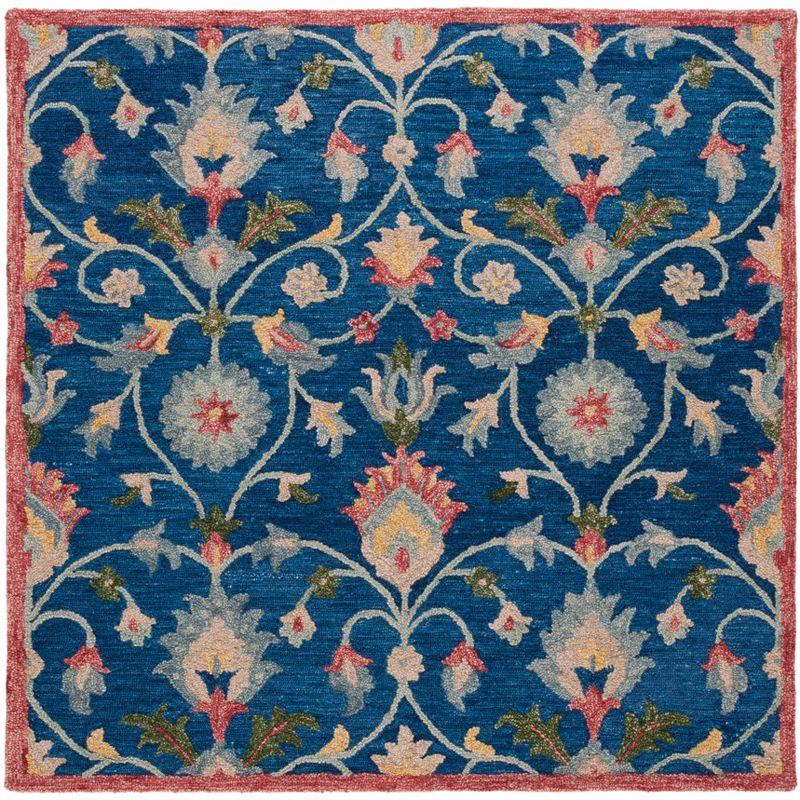 Blossom BLM562 Hand Tufted Area Rug - Blue/Rust - 6'x6' - Safavieh.