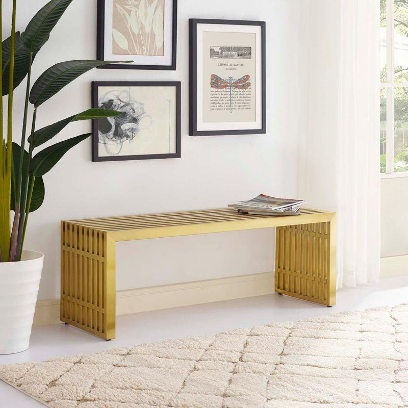 Gridiron Medium Stainless Steel Bench Silver - Modway: No Assembly, 495lb Capacity, 46.5" Width