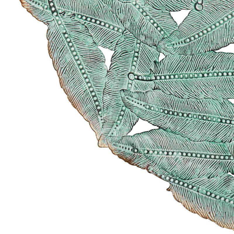 Set of 3 Jax Iron Painted Wall Decor Blue: Madison Park Metal Artwork, Botanical Cast Sculpture, Modern Style