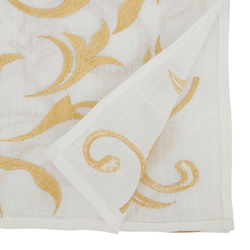 Saro Lifestyle Botanical Embroidered Leaves Table Runner