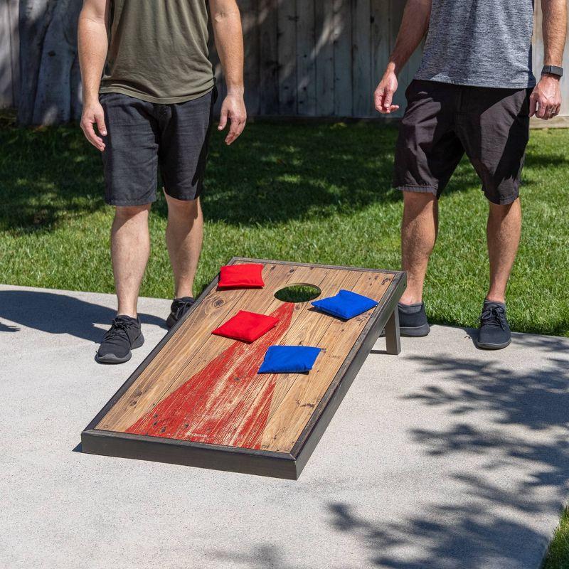 GoSports 4' x 2' Rustic Wood Cornhole Set with Bean Bags