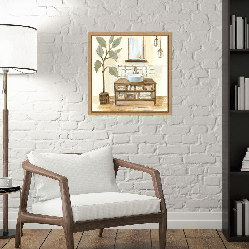 Amanti Art Sage Bathroom II by Silvia Vassileva Canvas Wall Art Print Framed 16 x 16-in.