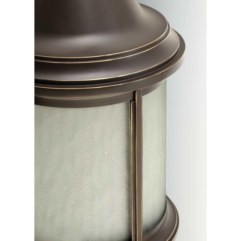 Progress Lighting Ashmore 1-Light Wall Lantern in Antique Bronze with Etched Seeded Glass Shade