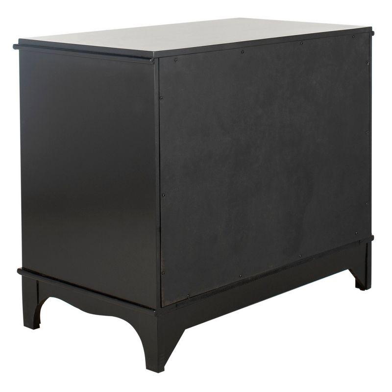 Transitional Black and Gold 3-Drawer Nightstand with Brass Quatrefoil Pulls