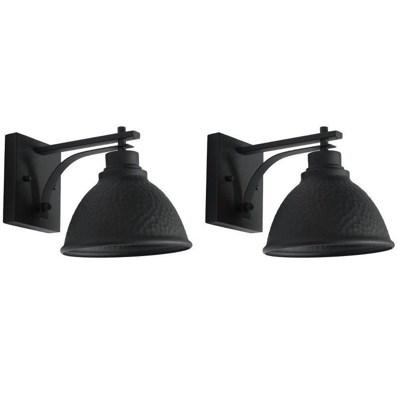 Melila Outdoor Wall Sconce Lights (Set of 2) - Black - Safavieh.