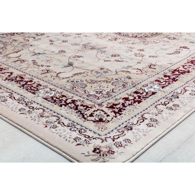 Cream and Beige Medallion Stain-Resistant Synthetic Rug, 5' x 7'