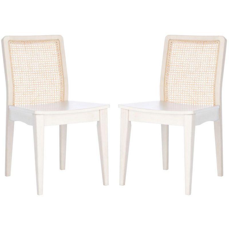 Benicio White and Natural Rattan Coastal Side Chair