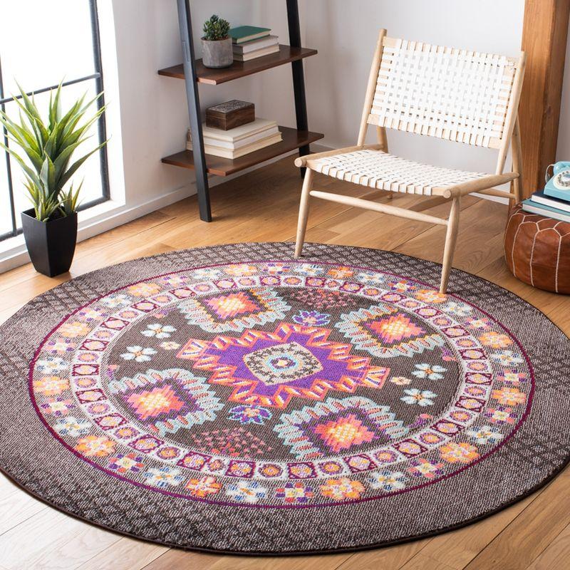 Monaco 12' Round Multicolor Synthetic Boho Area Rug