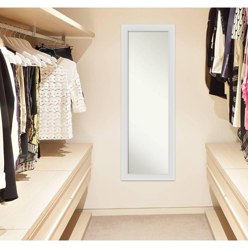 18" x 52" Flair Framed On the Door Mirror Soft White - Amanti Art: Modern Rectangle, Polystyrene Frame, No Assembly Required