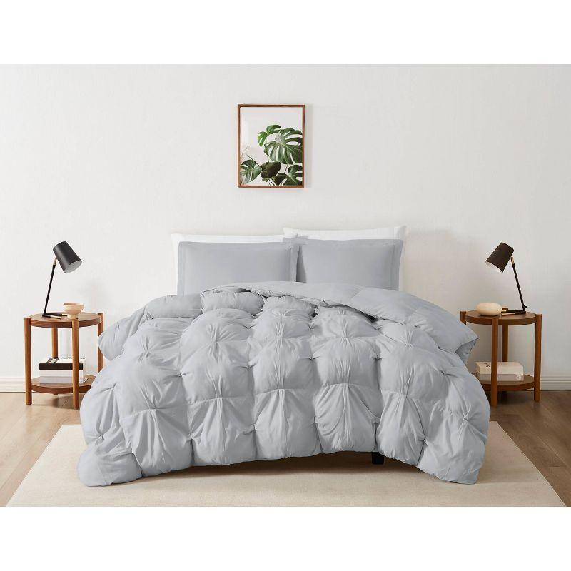 Truly Soft 2pc Twin/Twin Extra Long Cloud Puffer Comforter Set Gray: Microfiber, Machine Washable, Includes Sham