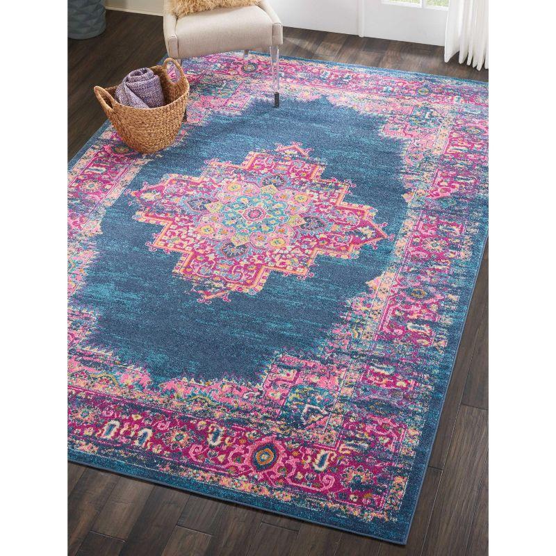 Nourison Passion Medallion Bohemian Indoor Rug Blue 6'7" x 9'6"