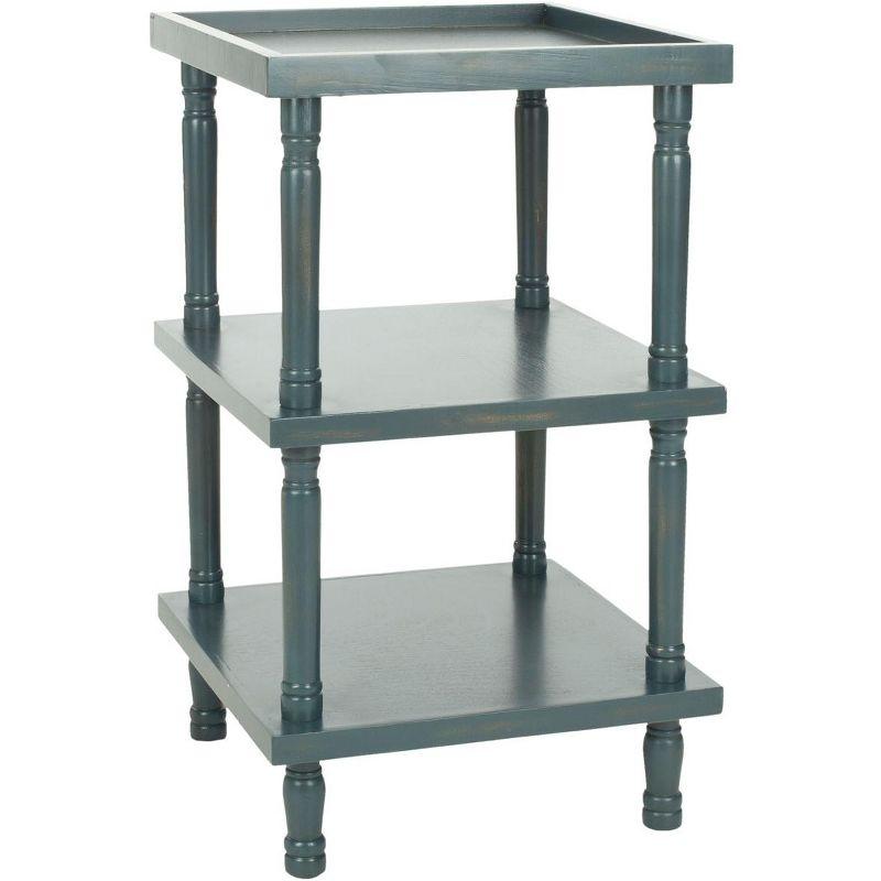 Esmeralda Transitional 3-Tier Square Side Table in Blue/Gray