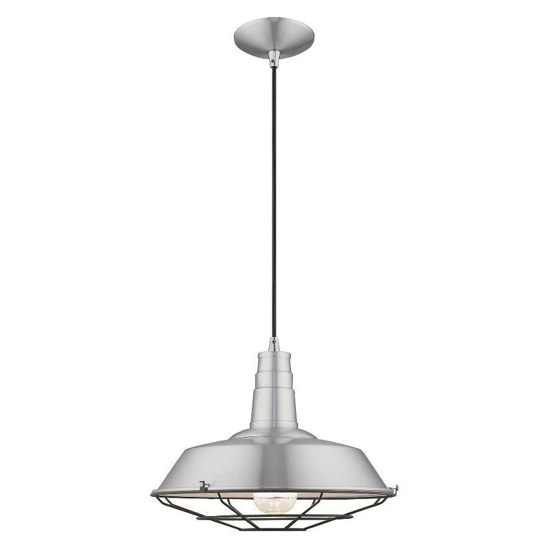 Livex Lighting Metal Shade 1 - Light Chandelier in  Brushed Aluminum