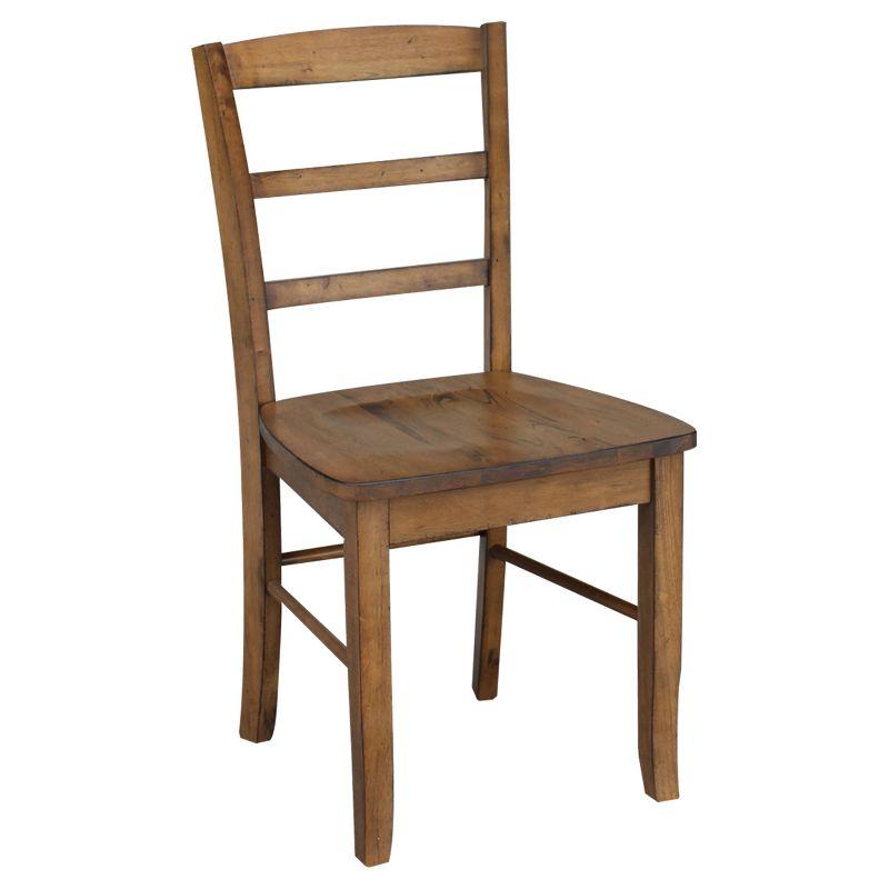 Set of 2 Madrid Ladderback Chairs Pecan - International Concepts: Solid Wood, Armless, Kitchen Seating