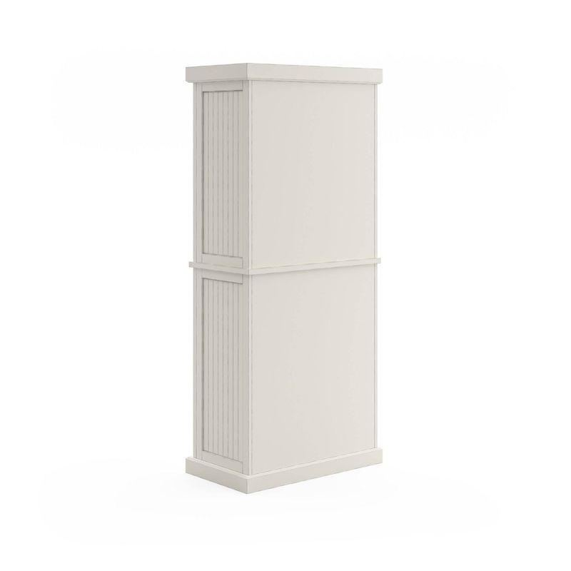 Nantucket Pantry Off White - Homestyles: Coastal Style Storage, 4-Door Hardwood Cabinet with Adjustable Shelves