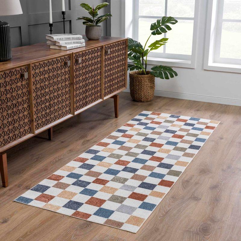 Hauteloom Alie Colorful Checkered Washable Rug