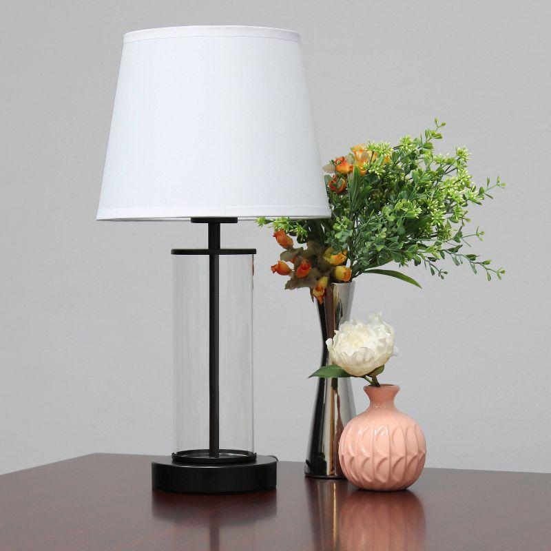 Encased Metal and Clear Glass Table Lamp with Fabric Shade - Simple Designs