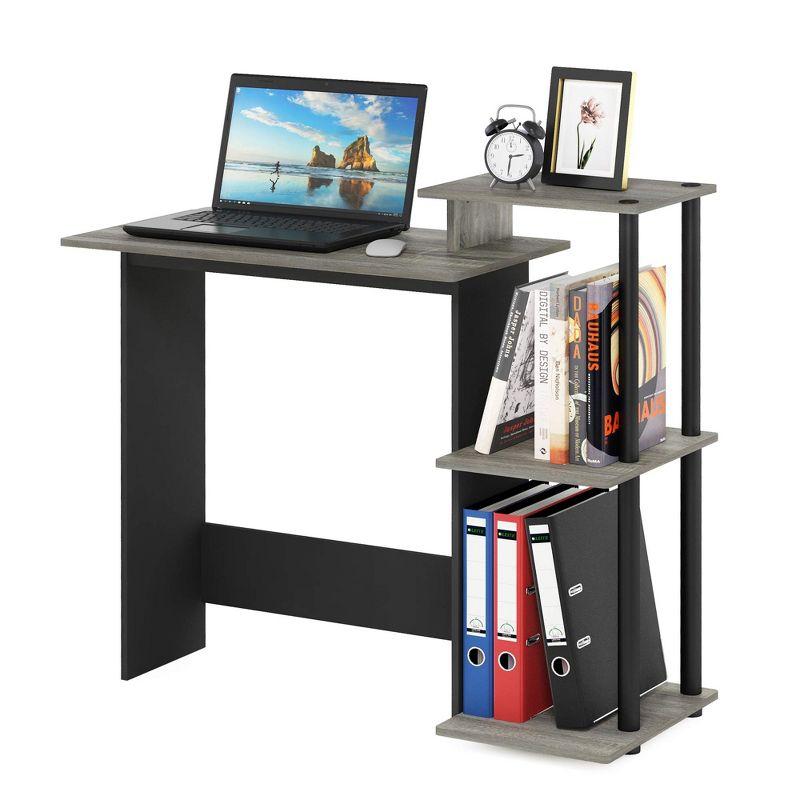 Furinno Modern Computer Desk Home Office Writing Study Laptop Table Workstation with CPU Stand & Open Storage Bookshelf,Oak Grey/Black