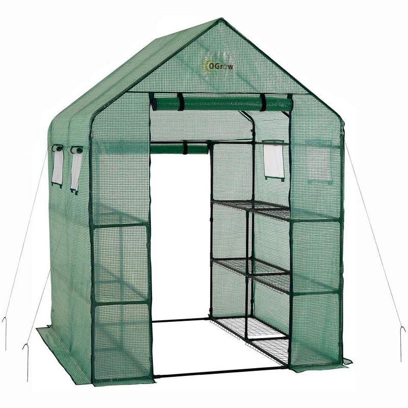 OGrow Machrus Ogrow Deluxe Walk-in 2 Tier 8 Shelf Portable Lawn And Garden Greenhouse - Heavy Duty Anchors Included! | Wayfair