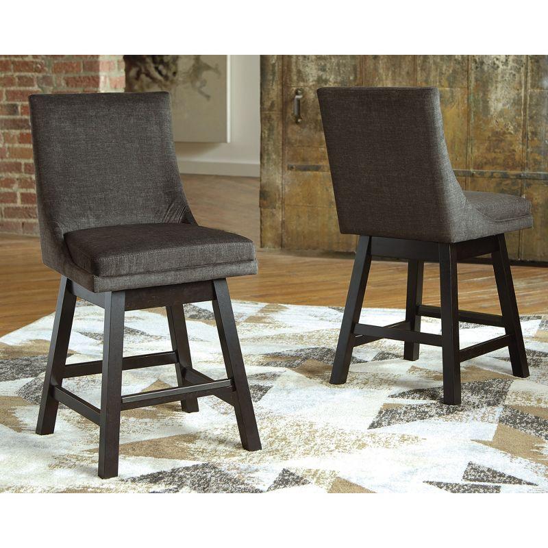 Signature Design by Ashley Tallenger Upholstered Swivel Counter Height Barstool Set of 2, Dark Gray