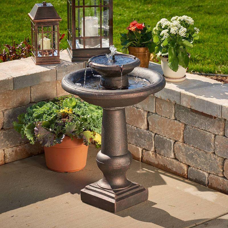 Smart Solar 30.5"  Chatsworth intelliSOLAR 2-Tiered Fountain with Remote - Bronze