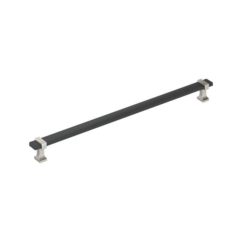 Amerock Overton 12-5/8 inch (320mm) Center-to-Center Brushed Matte Black/Satin Nickel Cabinet Pull