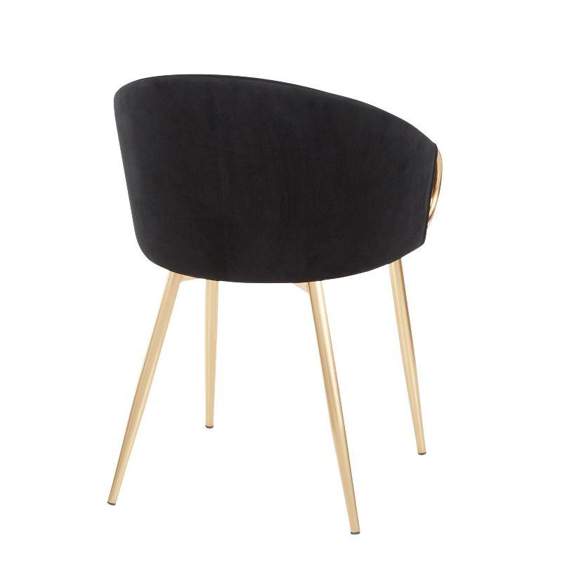 Claire Black Velvet Upholstered Low Arm Chair with Gold Metal Frame