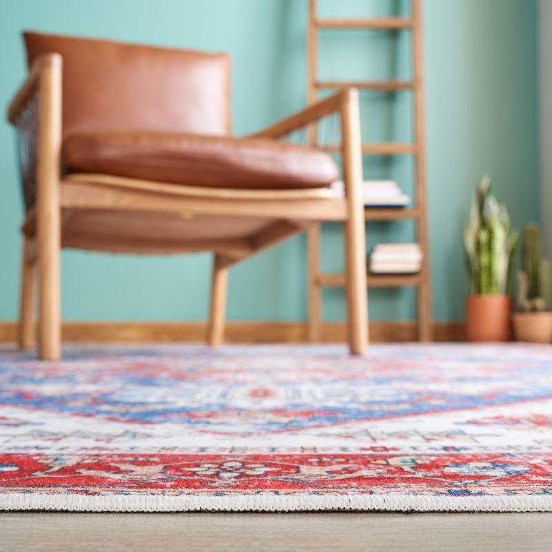 Tucson Vintage Persian TSN102 Power Loomed Machine Washable Skid-Resistant Indoor Area Rug - Blue/Red - 6'x9' - Safavieh