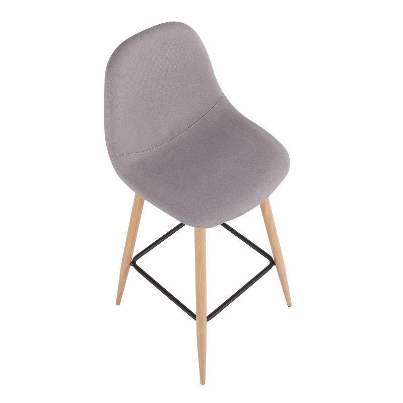 Set of 2 Pebble Metal Polyester Barstools Natural/Light Gray - Lumisource: Steel Frame, Tapered Legs, Comfy Upholstered Seat