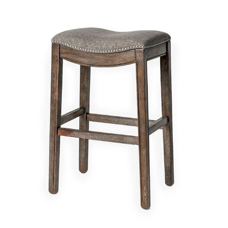 Maven Lane Maven Lane Adrien Backless Saddle Kitchen Stool with Fabric Upholstery