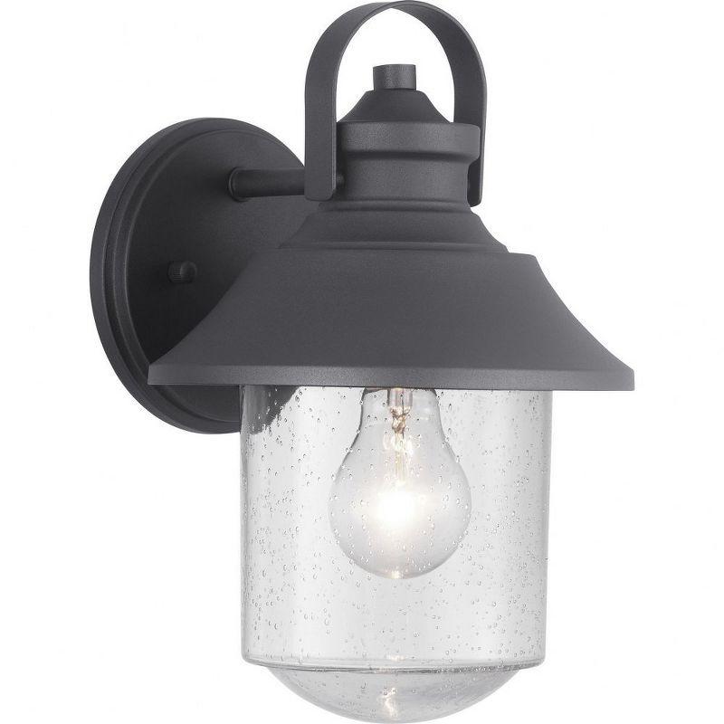 Progress Lighting Weldon 1-Light Medium Wall Lantern in Black with Clear Seeded Glass Shade