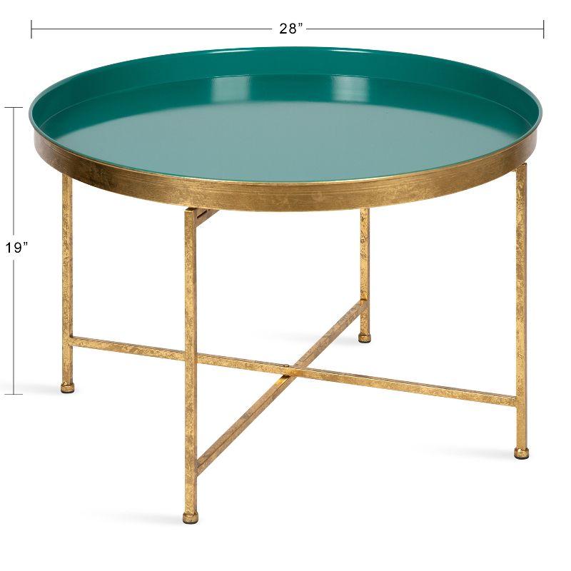 Celia Teal and Gold Foldable Iron Coffee Table - 28x19"