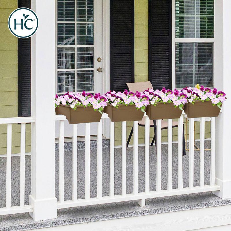 HC Companies SPX24DB0E2112-Inch Outdoor Durable Plastic Deck Planter Box for Flowers, Vegetables, and Succulents, Chocolate