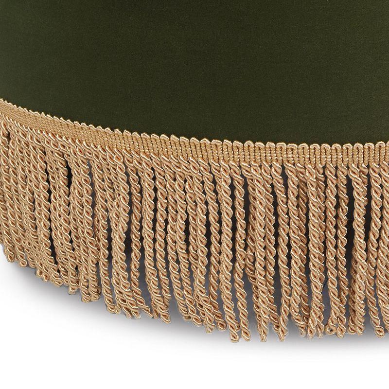 Jennifer Taylor Home Yolanda 24" Round Upholstered Accent Ottoman, Olive Green Performance Velvet