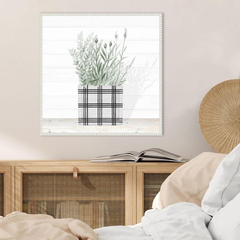 Amanti Art Lavender Blossom In Modern Pot II by Janice Gaynor Canvas Wall Art Print Framed 22 x 22-in.