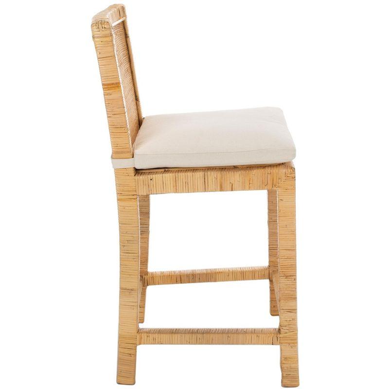 Tojo Cane Counter Stool With Cushion - White/Natural - Safavieh