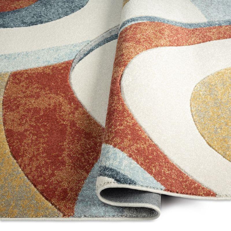 Home Dynamix Slade Contemporary Abstract Area Rug, Blue/Rust, 5'2"x7'2"