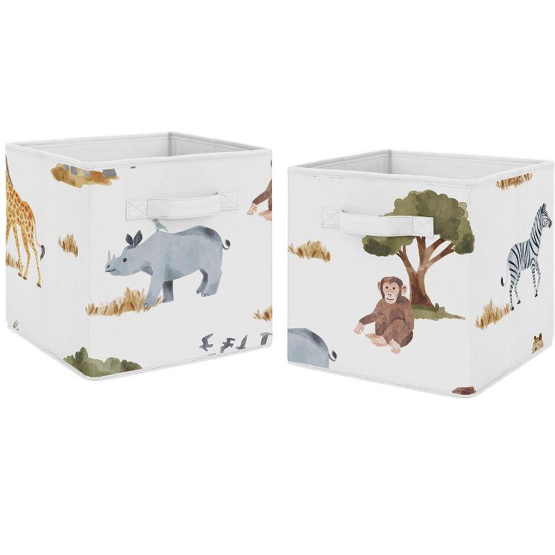 Multicolor Jungle Animals Fabric Storage Bins Set of 2