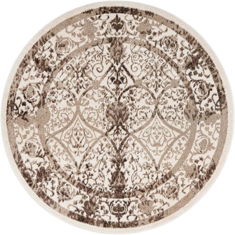 Unique Loom 6' 1 x 6' 1 Round Beige La Jolla Traditional Area Rug