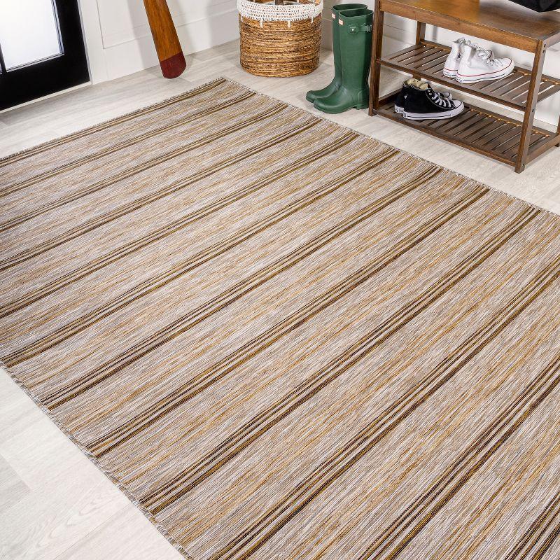 Multicolor Stripe Synthetic 4' x 6' Easy-Care Area Rug